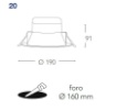 Immagine di Faretto Da Incasso Led 20w Rotondo Bianco Cromo Mack 19 cm Intec Light