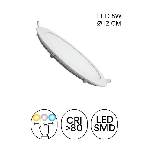 Immagine di Incasso Rotondo 120 mm Ultra Sottile Bianco Led CCT 8w Slim Intec Light