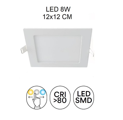 Immagine di Incasso Quadrato 120x120 mm Ultra Sottile Led CCT 8w Flap Intec Light