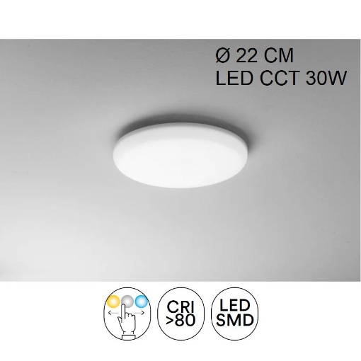 Immagine di Incasso Rotondo 22 cm Effetto Plafoniera Led CCT 30w Total Intec Light