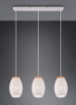 Immagine di Sospensione Bianca 3 Paralumi Rotondi Inserto Legno e Tagli Laser Decorativi Bidar Trio Lighting 