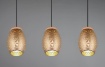 Immagine di Sospensione Caffè 3 Paralumi Inserto Legno e Tagli Laser Decorativi Bidar Trio Lighting