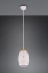 Immagine di Piccola Sospensione da Comodino Paralume Bianco Decorativo 1xE27 Inserto Legno Bidar Trio Lighting