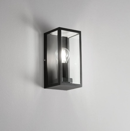 Immagine di Lanterna Da Esterno Design Squadrato Nero Con Vetro Mondrian IP44 Intec Light