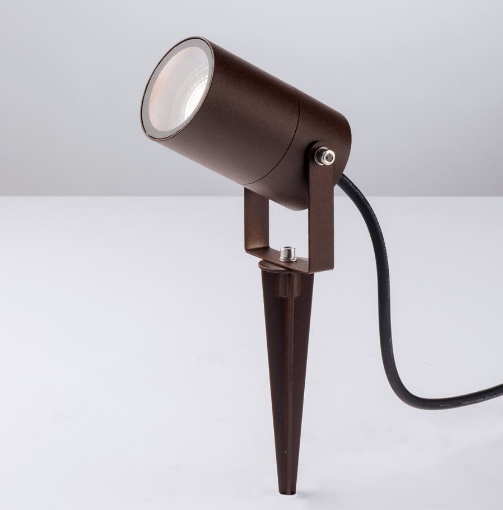 Immagine di Faretto Da Terra Led GU10 Con Picchetto Cilindro Marrone Corten IP65 Akron Intec