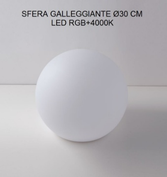 Immagine di Lampada Galleggiante Sfera 30 cm Led RGBW Ricarica Solare IP65 Con Telecomando