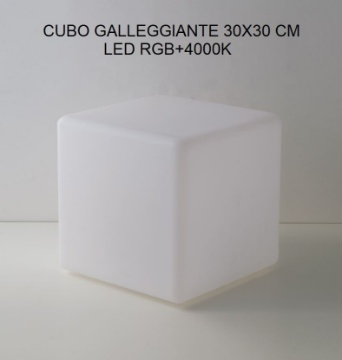 Immagine di Lampada Cubo Galleggiante Da Giardino 30 cm Led RGBW Ricarica Solare IP65 Telecomando