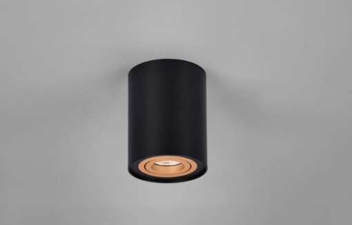 Immagine di Faretto Spot GU10 Orientabile Cookie Cilindro Nero e Oro Trio Lighting 