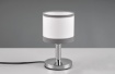 Immagine di Lampada da Tavolo Davos Cromo Paralume Tessuto Bianco e Grigio 1xE14 Touch On Off Trio Lighting