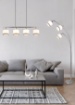 Immagine di Piantana Moderna Davos Cromo 3 Paralumi Tessuto Bianco e Grigio 3xE14 Trio Lighting