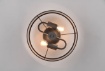 Immagine di Lampada da Soffitto Rotonda Davos Ø30 cm Paralume Tessuto Tortora e Oro 2xE14 Trio Lighting