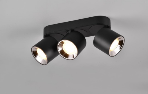 Immagine di Plafoniera Nera 3 Faretti Spots Orientabili Guayana 3xGU10 Trio Lighting 