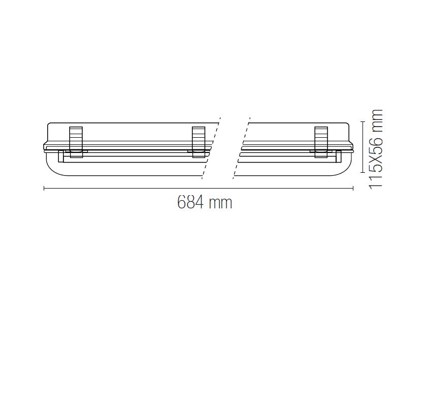 Plafoniera Stagna Da Esterno Bilampada T8 Industriale 68 Cm IP65