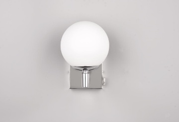 Applique Cromo Illuminazione Specchio Bagno Kula Paralume Sfera Vetro  Bianco IP44 Trio Lighting