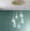 Immagine di Lampadario 6 Luci Soggiorno Oro Bocce Vetro Trasparente Brandy S6 Luce Ambiente Design