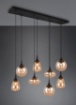 Immagine di Lampadario in Linea 8 Luci Soggiorno Moderno Paralumi Vetro Ambra Forme Assortite Lumina Trio Lighting 