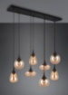 Immagine di Lampadario in Linea 8 Luci Soggiorno Moderno Paralumi Vetro Ambra Forme Assortite Lumina Trio Lighting 