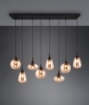 Immagine di Lampadario in Linea 8 Luci Soggiorno Moderno Paralumi Vetro Ambra Forme Assortite Lumina Trio Lighting 