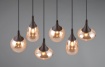 Immagine di Lampadario Design Per Soggiorno Vetri Ambra Diverse Forme Lumina Trio Lighting 