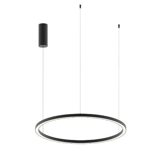 Immagine di Lampadario Salotto Anello Nero Led CCT 40w Hoop 80 cm Luce Ambiente Design