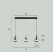 Immagine di Sospensione Binario 3 Luci Nero Con Bocce Vetro Fume Jaipur Luce Ambiente Design