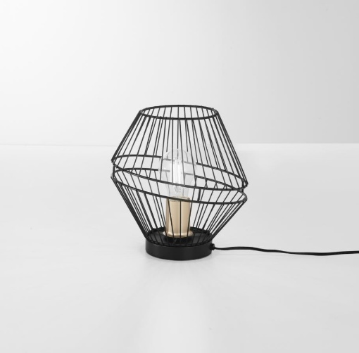 Immagine di Lampada Comodino Gabbia Metallo Nero Oro Kiko Luce Ambiente Design