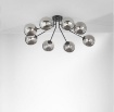 Immagine di Plafoniera Lampadario Per Salotto Metallo 8 Diffusori Sfera Vetro G9 Led