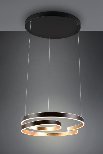 Immagine di Lampadario Marnie Spirale Nero e Oro Led Dimmer 3 Intensità Ø65 cm Trio Lighting