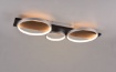 Immagine di Lampada Soffitto o Parete 3 Anelli Alluminio Led Medera Base Legno Nero Trio Lighting 