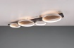 Immagine di Lampada Alluminio 4 Anelli Led Switch Dimmer Medera Base Legno Nero Trio Lighting