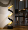 Immagine di Lampada Comodino Spirale Led HELIX 66 cm Nero Oro Fan Design Moderno