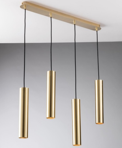 Immagine di Lampadario Binario Per Tavolo 4 Luci Cilindri GU10 Fluke S4 Oro Fan Europe