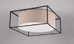 Immagine di Lampada Quadrata da Soffitto Metallo Nero e Paralume Tessuto Tortora 3xE27 Ross Trio Lighting