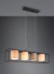 Immagine di Sospensione Gabbia Rettangolare Nera 4 Paralumi Tessuto Assortiti Multicolor Ross Trio Lighting