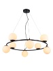 Picture of Lampadario Anello 8 Luci Sfere Vetro Bianco Bowling Nero Smarter Lighting