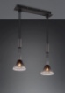 Immagine di Sospensione Nera Moderna Paralumi Coppe Vetro Fumé Stanley 2xE27 Trio Lighting 