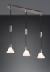 Immagine di Sospensione Nichel Cucina 3 Coni Paralumi Coppe Vetro Bianco Stanley Trio Lighting