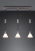 Immagine di Sospensione Nichel Cucina 3 Coni Paralumi Coppe Vetro Bianco Stanley Trio Lighting