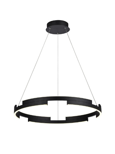 Immagine di Lampadario Anello Nero Castle 60 cm Led 36w 3000k Dimmerabile Smarter Lighting