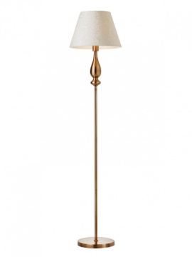 Immagine di Piantana Vintage Fabiola Ottone Anticato Con Paralume Beige Smarter Lighting