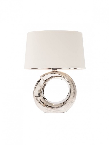 Picture of Lampada Da Tavolo Ceramica Argento Con Paralume Bianco Lua 37 cm Smarter