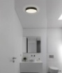 Immagine di Plafoniera Bagno Dins Nera Paralume Vetro Bianco Led CCT Ø32 cm IP44 ACB