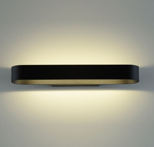 Immagine di Applique Nera Stondata Design Moderno Gala Doppia Emissione Led 20w CCT ACB