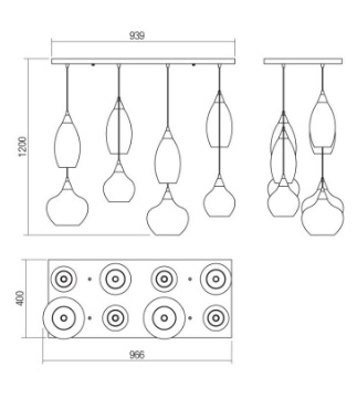 Sospensione Oro Per Comodini Camera Da Letto 2 Sfere Vetro Bianco Niva  Smarter