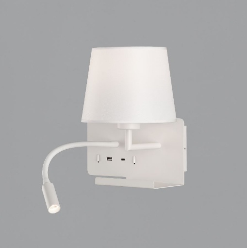 Immagine di Applique Hold E27+Spot Led da Lettura Bianco Lato Destro ACB