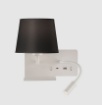 Immagine di Applique Hold Bianca Camera da Letto Paralume Nero+Spot Led Orientabile Lato Sinistro ACB