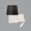 Immagine di Applique Hold Bianca Camera da Letto Paralume Nero+Spot Led Orientabile Lato Sinistro ACB