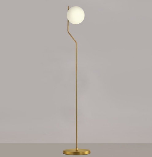 Picture of Piantana Design Maui Oro Anticato Paralume Sfera Vetro Bianco H145 cm ACB