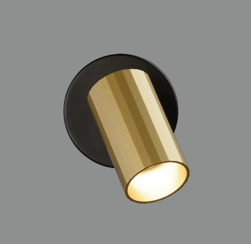 Immagine di Applique Luce Lettura Faretto Spot Cilindro GU10 Orientabile Modrian Oro e Nero ACB