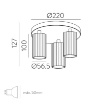 Immagine di Plafoniera Oro 3 Spot Cilindrici Rigati GU10 Orientabili Modrian ACB